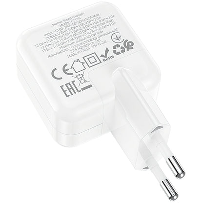 Nätverksladdare BLUE Power BC111A, 30W, 3A, 1 x USB-A - 1 x USB-C, Vit
