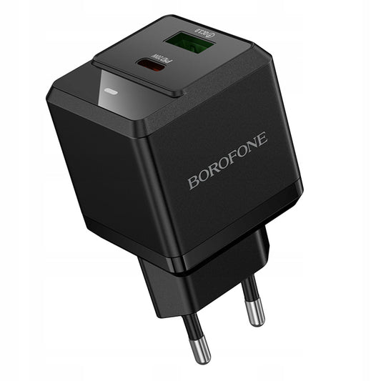 Nätverksladdare Borofone BN19 Intenso, 20W, 3A, 1 x USB-A - 1 x USB-C, Svart