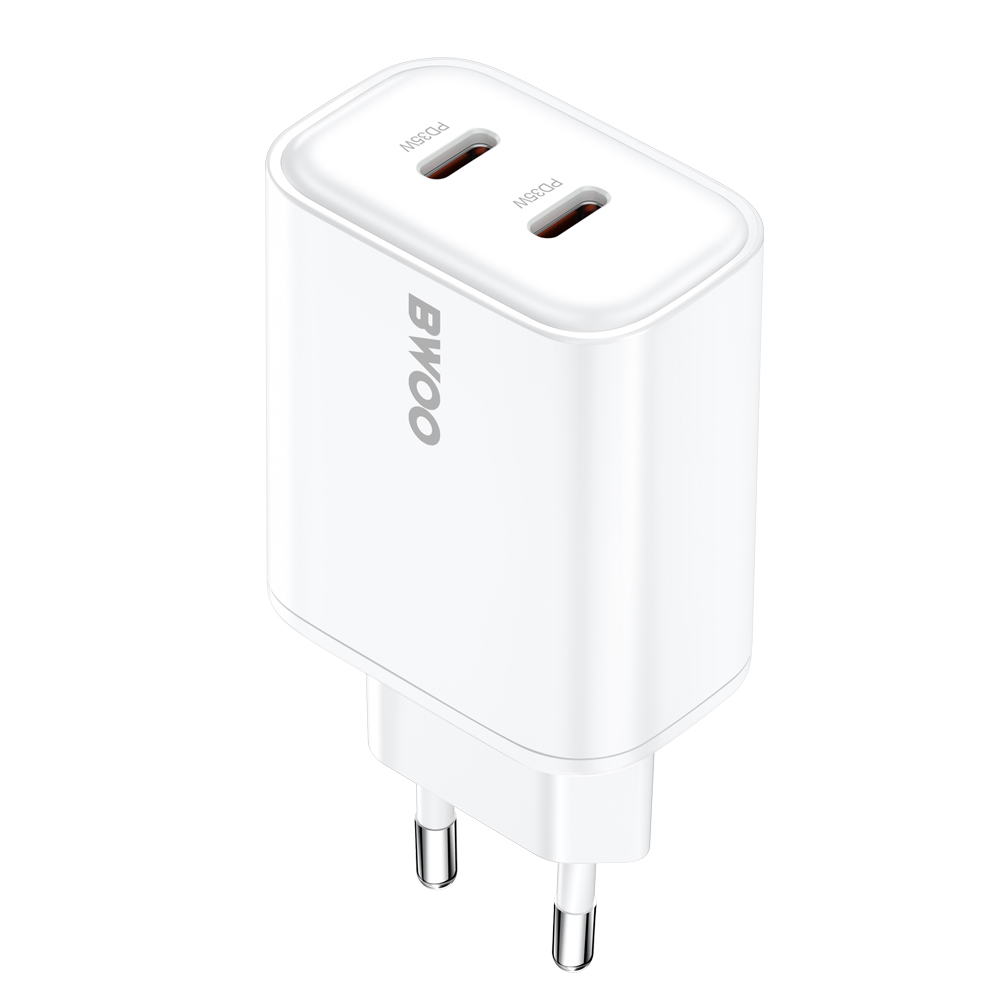 Nätadapter BWOO CDA206, 35W, 3A, 2 x USB-C, Vit