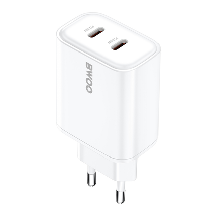Nätadapter BWOO CDA206, 35W, 3A, 2 x USB-C, Vit