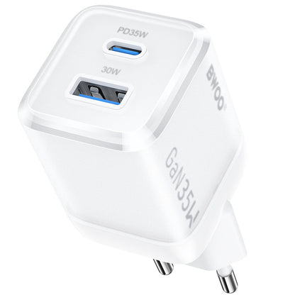 BWOO CDA222 Network Charger, 35W, 3A, 1 x USB-A - 1 x USB-C, White