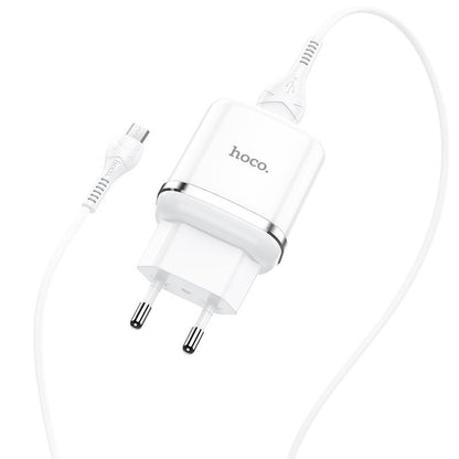 Nätverksladdare med microUSB-kabel HOCO N3, 18W, 3A, 1 x USB-A, Vit