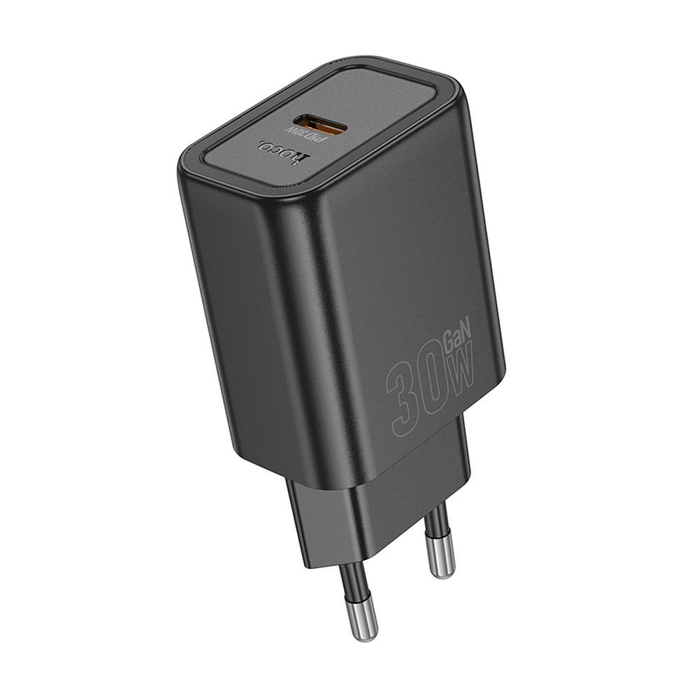 HOCO N63 Network Charger, 30W, 3A, 1 x USB-A - 1 x USB-C, Black