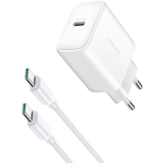 Nätverksladdare med USB-C-kabel Joyroom JR-TCF24, 30W, 3A, 1 x USB-C, Vit