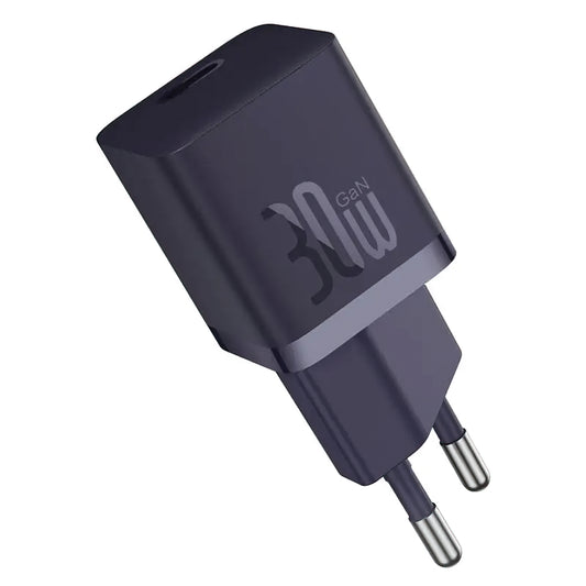 Nätverksladdare med USB-C-kabel Baseus GaN Mini 1C, 30W, 3A, 1 x USB-C, Lila P10110902523-00