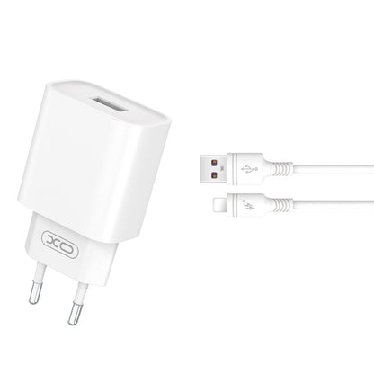Network Charger with Lightning Cable XO Design CE02D, 18W, 3A, 1 x USB-A, White