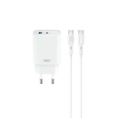 Nätverksladdare med USB-C-kabel XO Design CE29, 20W, 3A, 1 x USB-A - 1 x USB-C, Vit