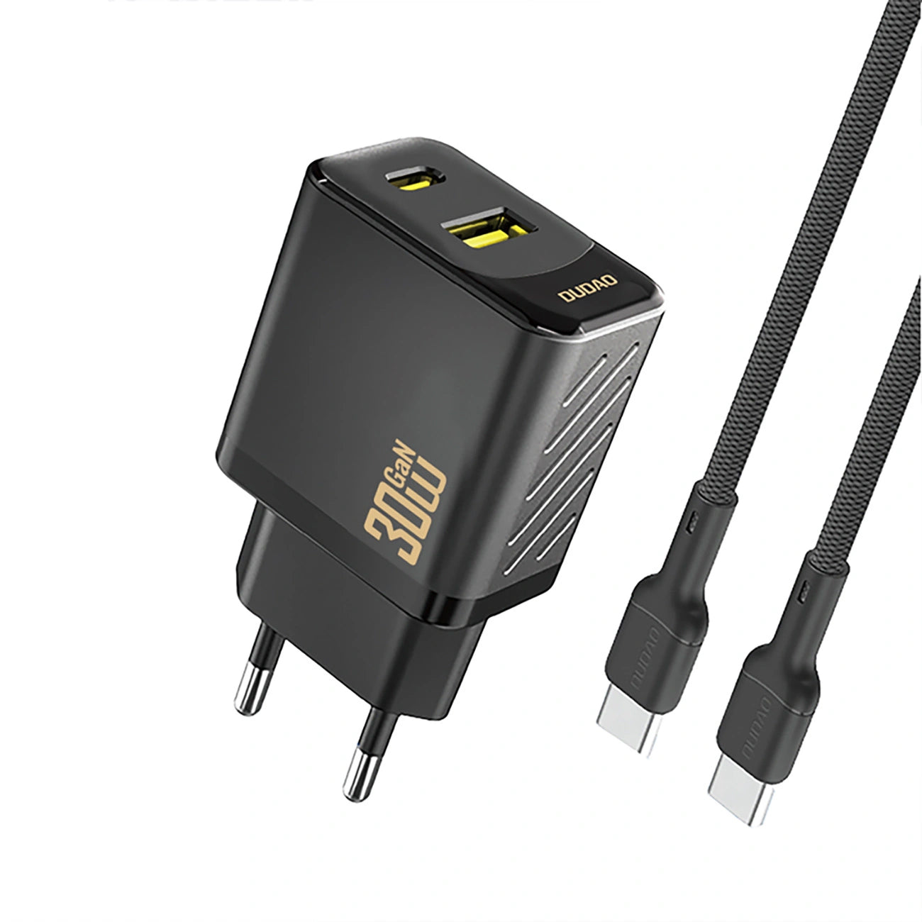 Nätverksladdare med USB-C-kabel Dudao A27TCEU, 30W, 1 x USB-A - 1 x USB-C, Svart