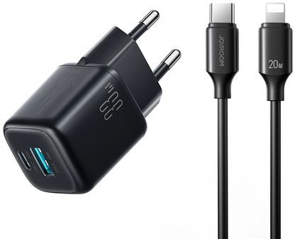 Nätverksladdare med Lightning-kabel Joyroom JR-TG7, 33W, 3A, 1 x USB-A - 1 x USB-C, Svart