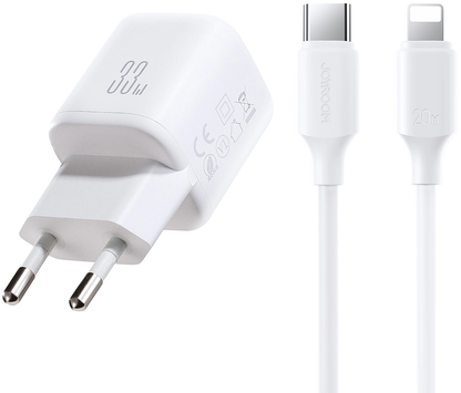 Nätverksladdare med Lightning-kabel Joyroom JR-TG7, 33W, 3A, 1 x USB-A - 1 x USB-C, Vit