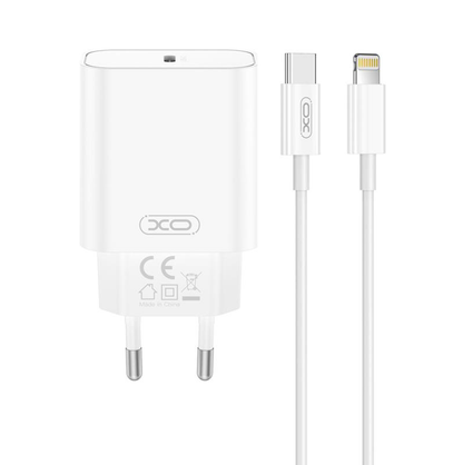 Nätadapter med Lightning-kabel XO Design CE32, 20W, 3A, 1 x USB-C, Vit