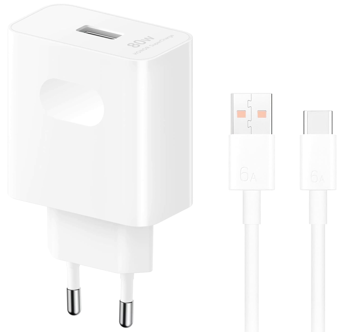 Nätadapter med USB-C-kabel Honor, 80W, 1 x USB-A, Vit