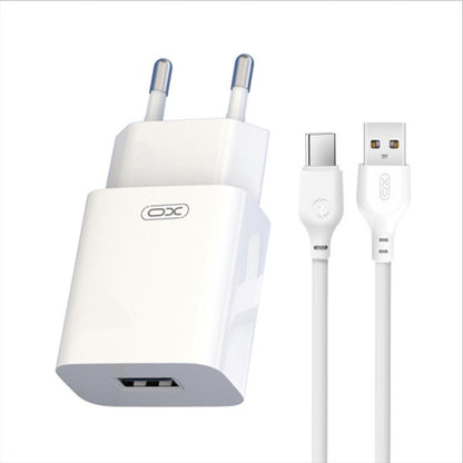 Nätadapter med USB-C-kabel XO Design L99, 12W, 2.4A, 1 x USB-A, Vit
