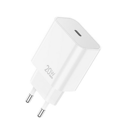 Nätadapter med USB-C-kabel Sendem OG73, 20W, 3A, 1 x USB-C, Vit