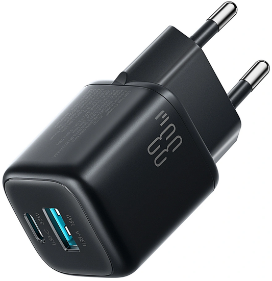 Nätadapter med USB-C-kabel Joyroom JR-TG7, 33W, 3A, 1 x USB-A - 1 x USB-C, Svart