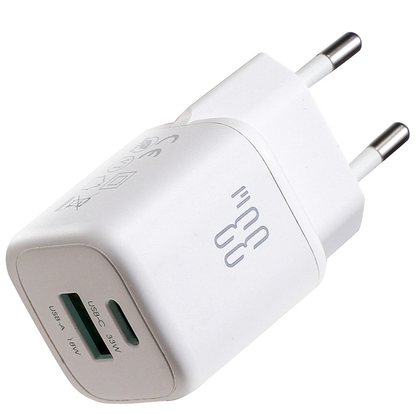 Nätadapter med USB-C-kabel Joyroom JR-TG7, 33W, 3A, 1 x USB-A - 1 x USB-C, Vit