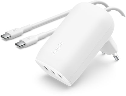 Nätadapter med USB-C-kabel Belkin BoostCharge, 67W, 3A, 3 x USB-C, Vit WCC002vf2MWH-B6