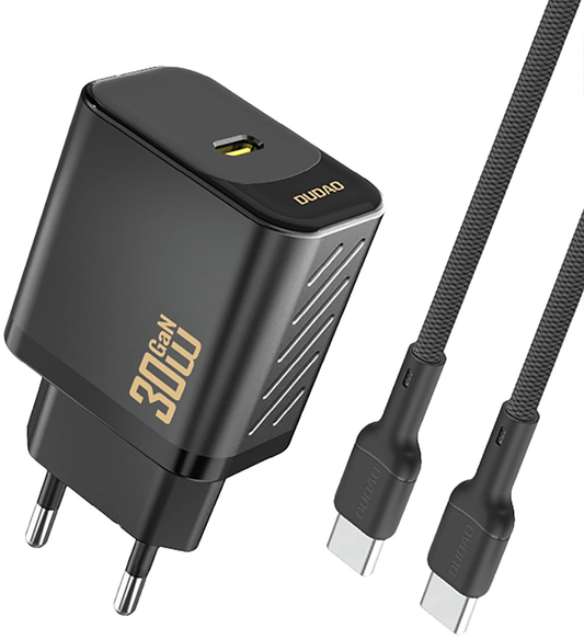 Nätadapter med USB-C-kabel Dudao A27PCEU, 30W, 3A, 1 x USB-C, Svart
