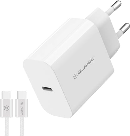 Blavec BC-14 väggladdare med USB-C-kabel, 30 W, 3 A, 1 × USB-C, vit