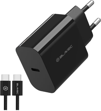 Blavec BC-14 USB-C-väggladdare med kabel, 30 W, 3 A, 1 × USB-C, svart