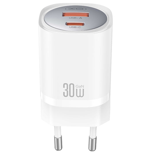 Network Charger with USB-C Cable XO Design CE21, 30W, 3A, 1 x USB-A - 1 x USB-C, White