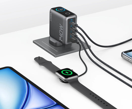 Nätverksladdare med USB-C-kabel Anker Zolo, 140W, 5A, 1 x USB-A - 3 x USB-C, Svart B2697GZ1