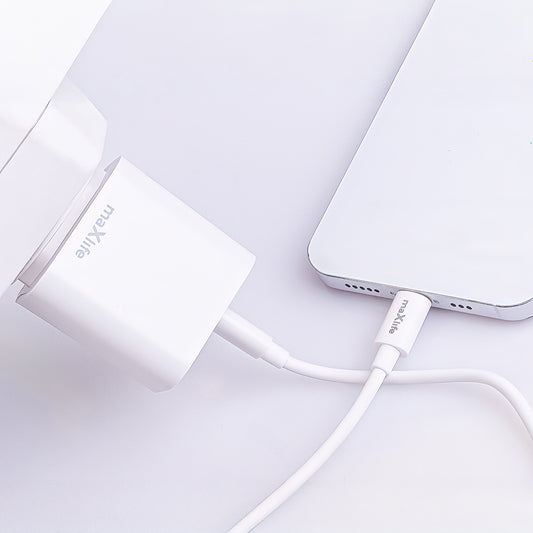 Network Charger with USB-C Cable MaXlife MXTC-06-20AC, 20W, 3A, 1 x USB-A - 1 x USB-C, White