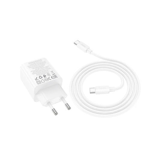 Nätverksladdare med USB-C-kabel HOCO N56, 30W, 3A, 2 x USB-A - 2 x USB-C, Vit