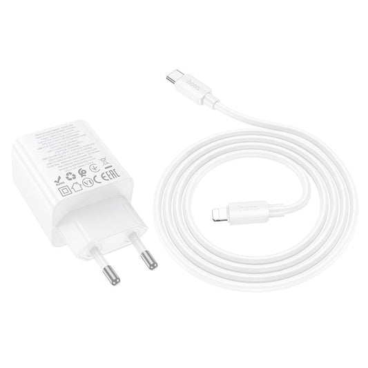 Nätverksladdare med Lightning-kabel HOCO N55, 20W, 3A, 2 x USB-A - 2 x USB-C, Vit