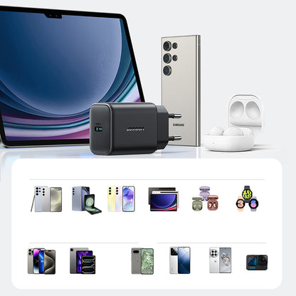 Nätverksladdare med USB-C-kabel Joyroom JR-TCF23, 25W, 3A, 1 x USB-C, Svart