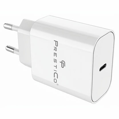 Nätverksladdare med USB-C-kabel Prestico F15S-C, 30W, 3A, 1 x USB-C, Vit