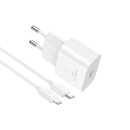 Nätadapter med Lightning-kabel XO Design L167, 25W, 3A, 1 x USB-C, Vit