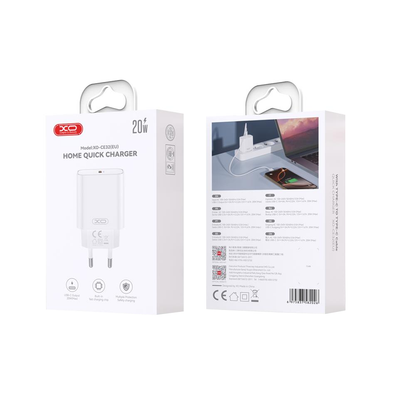 Nätadapter med Lightning-kabel XO Design CE32, 20W, 3A, 1 x USB-C, Vit