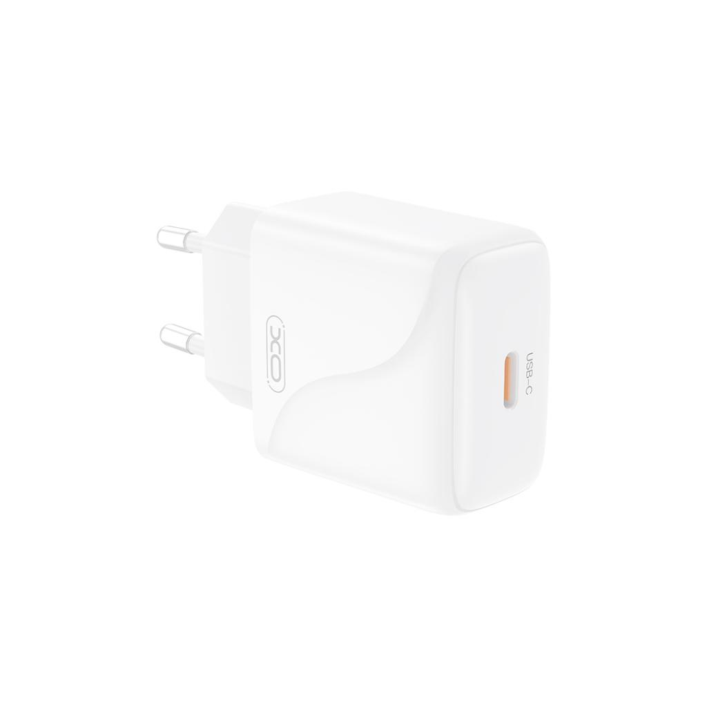 Nätverksladdare med USB-C-kabel XO Design L141, 20W, 3A, 1 x USB-C, Vit