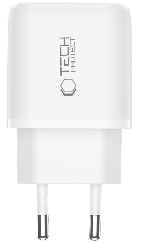 Nätverksladdare med USB-C-kabel Tech-Protect NCA45W, 45W, 3A, 1 x USB-A - 1 x USB-C, Vit