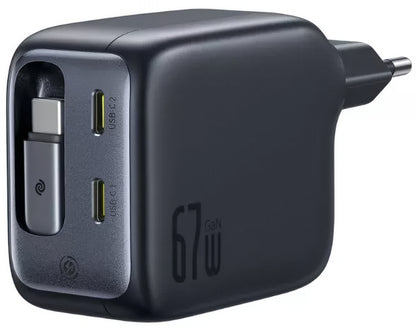 Nätverksladdare med USB-C-kabel Baseus EnerCore CJ11, 67W, 3.35A, 2 x USB-C, Svart E0121E00