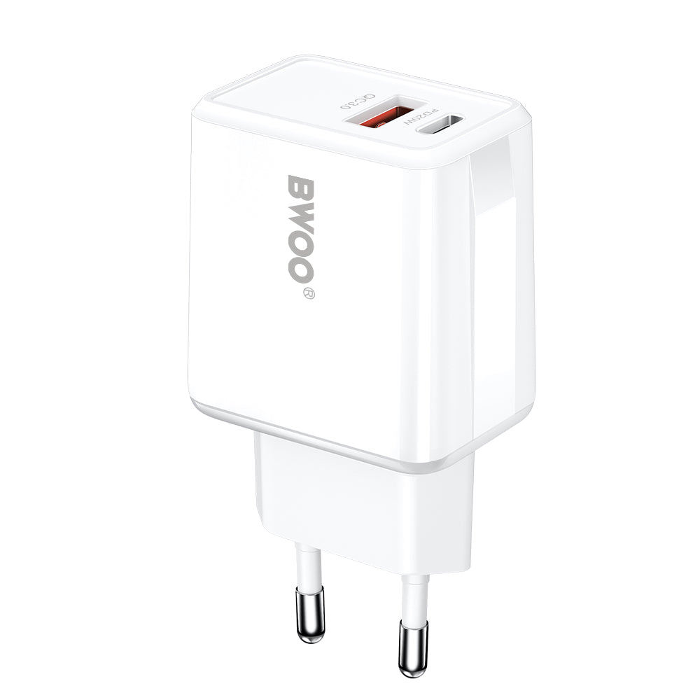 Network Charger with USB-C Cable BWOO CDA182, 38W, 3A, 1 x USB-A - 1 x USB-C, White