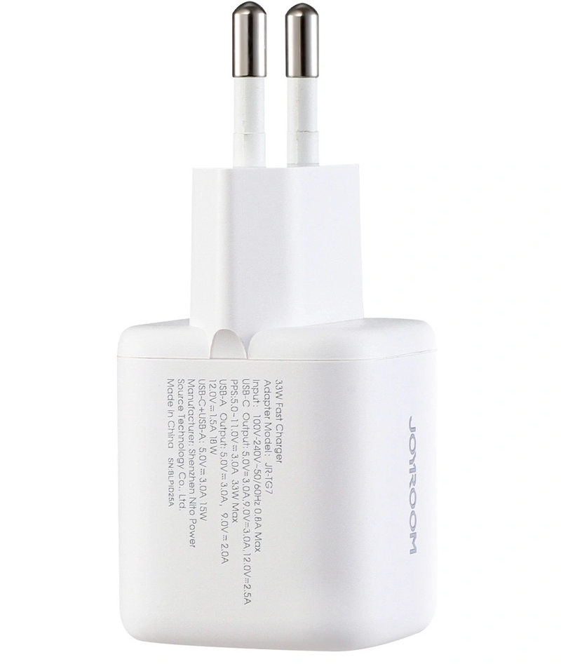 Nätadapter med USB-C-kabel Joyroom JR-TG7, 33W, 3A, 1 x USB-A - 1 x USB-C, Vit