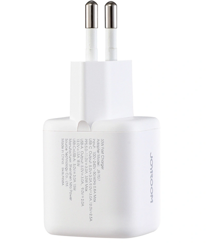 Nätadapter med USB-C-kabel Joyroom JR-TG7, 33W, 3A, 1 x USB-A - 1 x USB-C, Vit