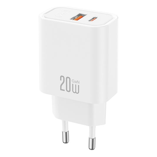 Nätadapter med USB-C-kabel XO Design CE40, 20W, 3A, 1 x USB-A - 1 x USB-C, Vit