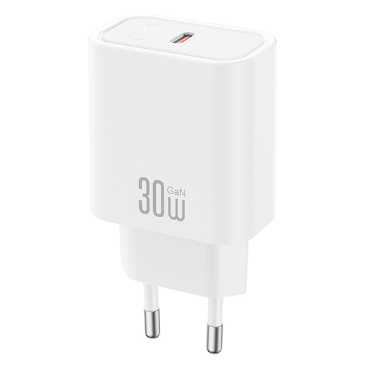 Nätadapter med USB-C-kabel XO Design CE41, 30W, 3A, 1 x USB-C, Vit