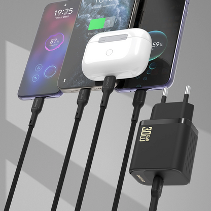 Nätadapter med USB-C-kabel Dudao A27PCEU, 30W, 3A, 1 x USB-C, Svart