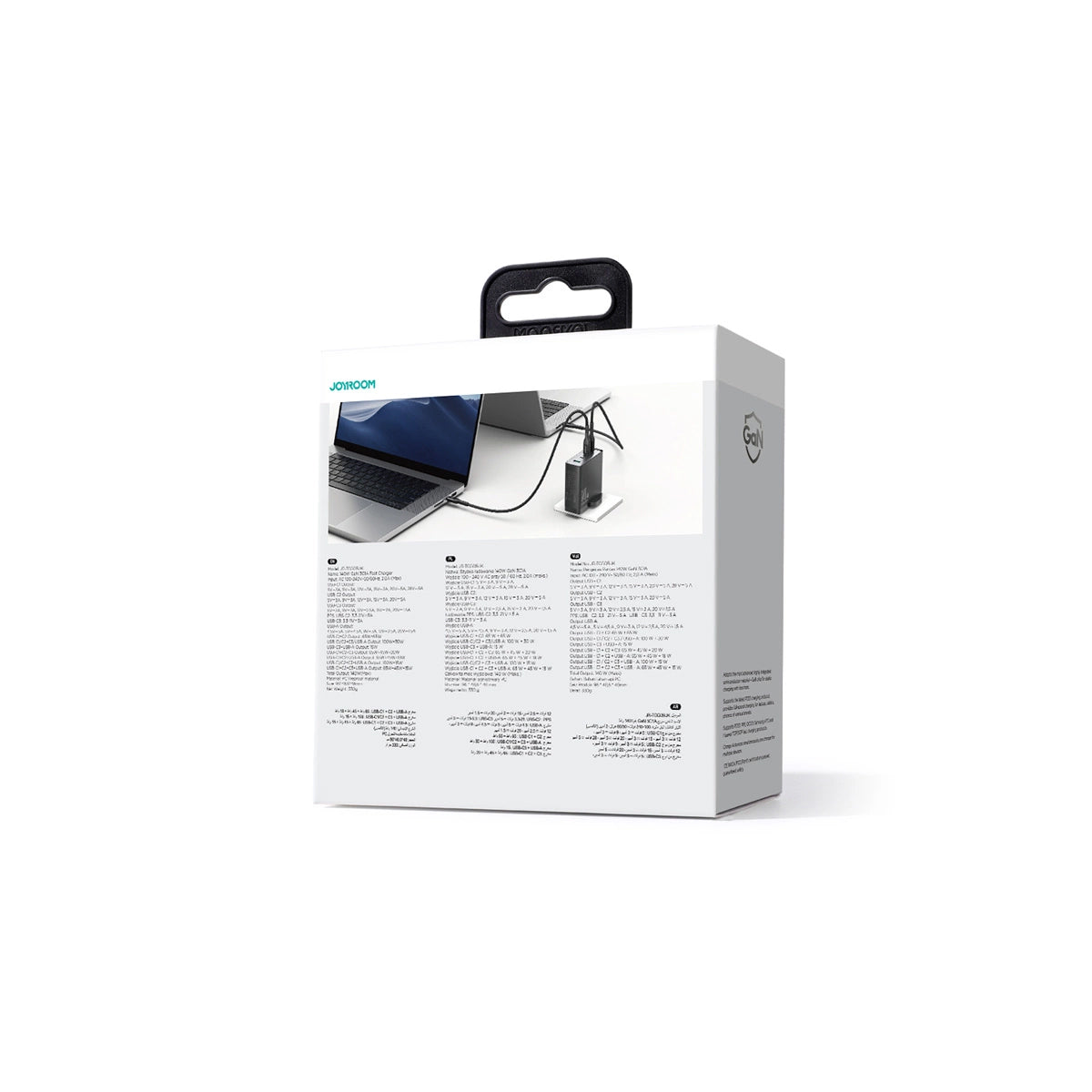 Nätverksladdare med USB-C-kabel Joyroom JR-TCG05UK, 140W, 5A, 1 x USB-A - 3 x USB-C, UK, Svart
