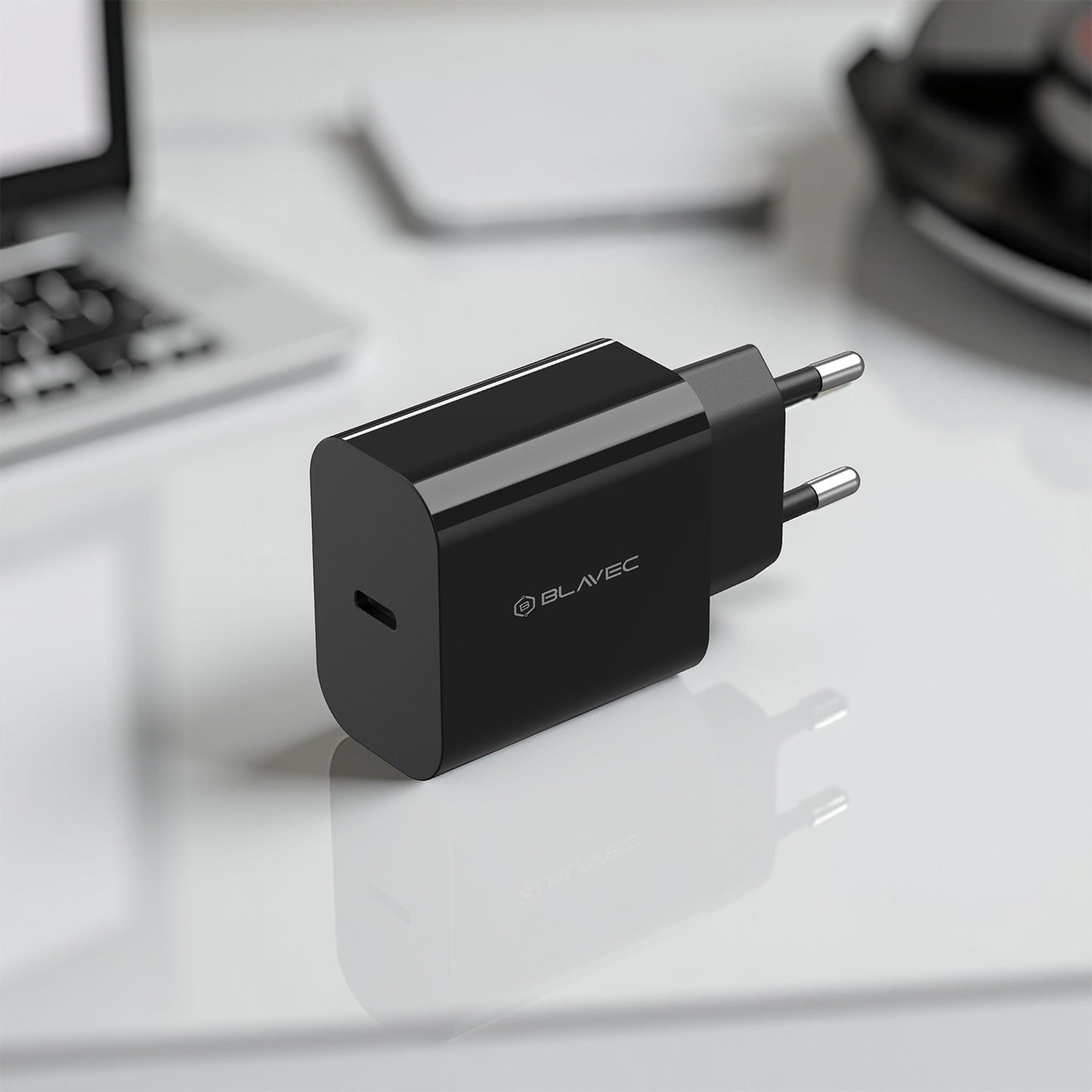 Nätverksladdare med USB-C-kabel Blavec BC-7, 45W, 3A, 1 x USB-C, Svart