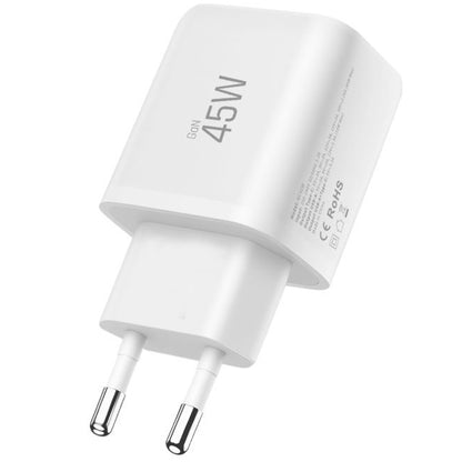 Nätverksladdare med USB-C-kabel Tech-Protect NCA45W, 45W, 3A, 1 x USB-A - 1 x USB-C, Vit