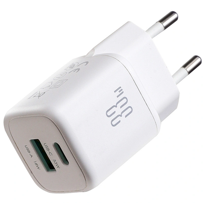 Nätverksladdare med Lightning-kabel Joyroom JR-TG7, 33W, 3A, 1 x USB-A - 1 x USB-C, Vit