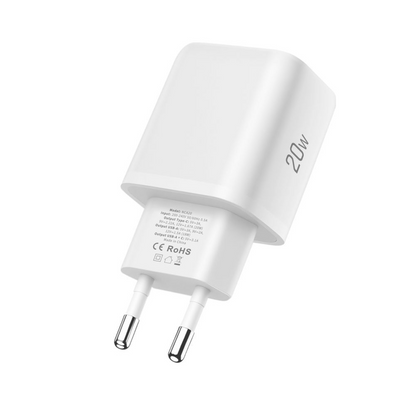 Nätadapter med Lightning-kabel Tech-Protect NCA20, 20W, 3A, 1 x USB-A - 1 x USB-C, Vit