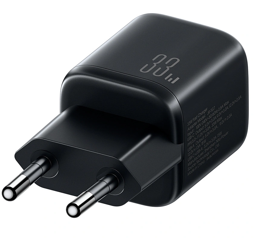 Nätadapter med USB-C-kabel Joyroom JR-TG7, 33W, 3A, 1 x USB-A - 1 x USB-C, Svart
