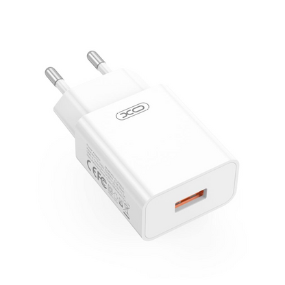 Nätadapter med microUSB-kabel XO Design L127, 18W, 3A, 1 x USB-A, Vit