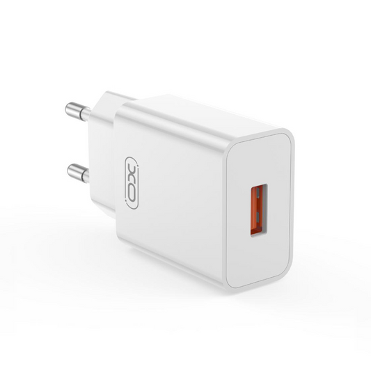 Nätadapter med USB-C-kabel XO Design L127, 18W, 3A, 1 x USB-A, Vit